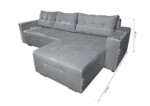 Coltar extensibil Venice, 287x169x96 cm, cu lada de depozitare, GriTip: Extensibila | Interval lungime: Peste 200 cm | Forma: Coltar | Material tapiterie: Textil | Numar locuri: 3 | Garantie: 2 ani - imagine 2