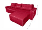 Coltar extensibil Venice, 287x169x96 cm, cu lada de depozitare, RosuTip: Extensibila | Interval lungime: Peste 200 cm | Forma: Coltar | Material tapiterie: Textil | Numar locuri: 3 | Garantie: 2 ani - imagine 2