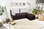 Coltar extensibil reversibil Modena Coffee Daisies Flower 206x145x80 cm cu lada de depozitareInterval lungime: Peste 200 cm | Forma: Coltar | Tip: Extensibila | Material tapiterie: Textil | Numar locuri: 3 | Garantie: 2 ani